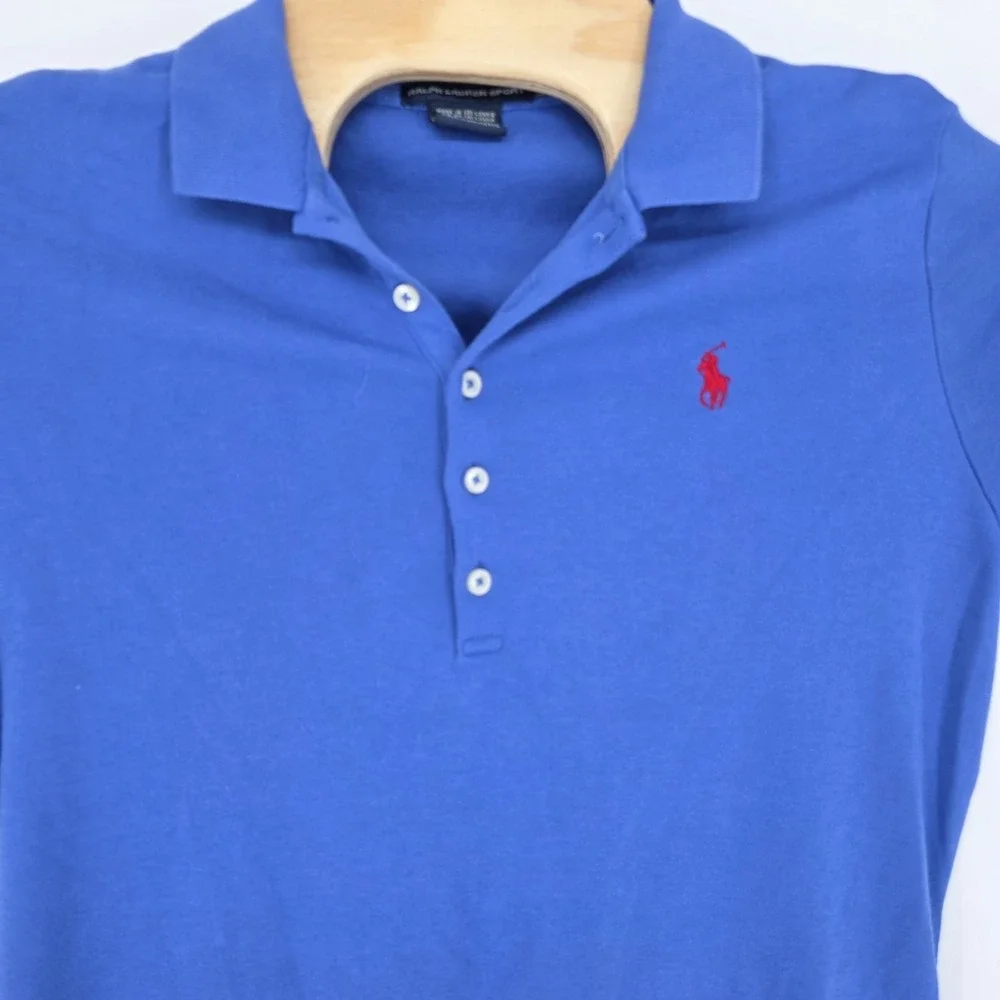 Ralph Lauren Sport‎ Polo Shirt Dress Womens Large Blue Pony Short Sleeve Preppy